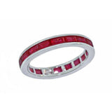 2.5ct Emerald Cut Pink Ruby Full Eternity Wedding Band Ring 14k White Gold Over