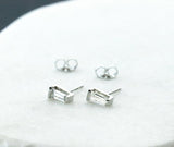 0.5ct Baguette Simulated Diamond Geometric Stud Earrings 14k White Gold Plated