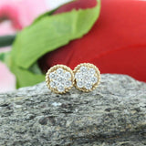 Twisted Rope Flower Stud Earrings 1.7ct Round Cut Diamond 14k Yellow Gold Finish