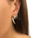 2ct Round Cut Moissanite Horn Double Sided Drop Earrings 14k Yellow Gold Plated