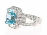 4ct Emerald Blue Aquamarine Engagement Ring Art Deco Cluster 14k White Gold Over