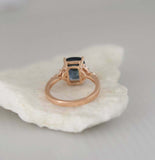 2ct Radiant Cut London Blue Topaz Leaf Marquise Accent Ring 14k Rose Gold Finish