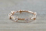 1ct Round Cut Diamond Wedding Band 14k Rose Gold Finish Petite Floral Stackable