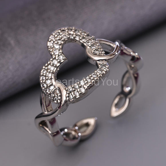 1ct Round Cut Moissanite Infinity Heart Engagement Ring 14k White Gold Plated