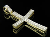 0.75ct Round Cut VVS1D Diamond Pendant Cross Charm 14k Yellow Gold Over NO CHAIN