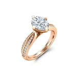 Round Accents Solitaire Engagement Ring 1.5ct Oval Cut Diamond 14k RoseGold Over