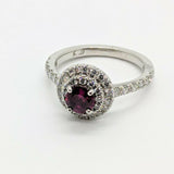 2ct Round Cut Pink Ruby Engagement Ring Double Halo 14k White Gold Finish