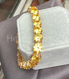 7ct Round Cut Simulated Yellow Citrine Tennis Bracelet 14k Yellow Gold Plated