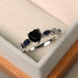 1ct Heart Black Diamond Engagement Ring Solitaire with Accent 14k WhiteGold Over