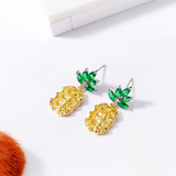 3Ct Princess Cut Yellow Sapphire Pineapple Drop Earrings 14K Dual Tone Finish