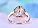 2ct Trillion Cut Diamond Engagement Ring 14k RoseGold Finish Halo Bridal Promise