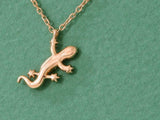 1ct Round Cut Green Emerald Gecko Lizard Pendant with Chain 14k Yellow Gold Over