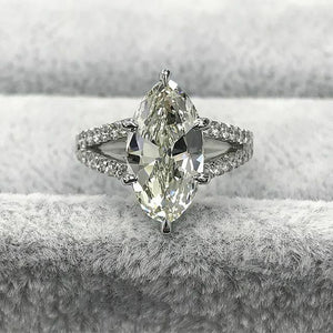 2Ct Marquise Cut Diamond Split Band Solitaire Engagement Ring 14K WhiteGold Over