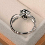 1ct Pear Black Diamond Split Band Solitaire Round Accent Ring 14k WhiteGold Over