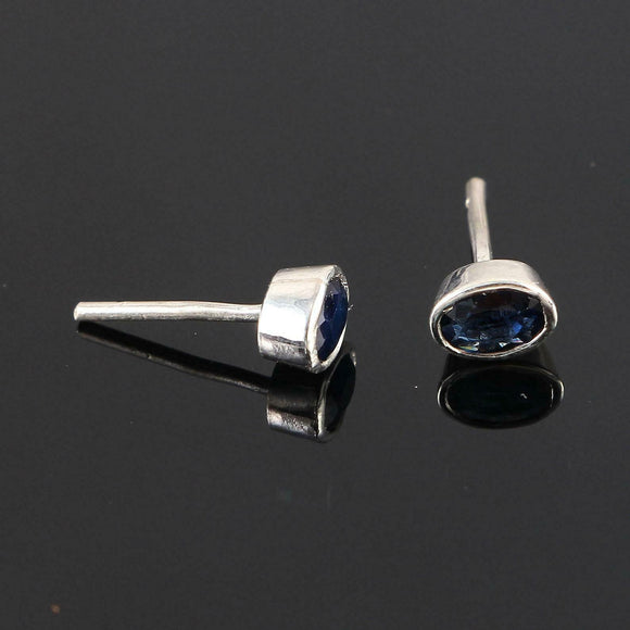 1ct Dangle Earrings Oval Cut Sapphire Solitaire Design 14k White Gold Finish