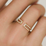 Open Stackable Dual Split Band Ring 1.3ct Baguette Diamond 14k Yellow Gold Over