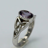 2ct Oval Purple Amethyst Engagement Ring Celtic Trinity Knot 14k White Gold Over