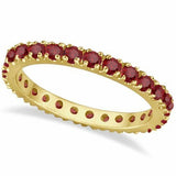 1.3ct Round Cut Pink Ruby Eternity Wedding Band Ring 14k White Gold Finish