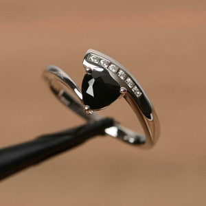 1ct Engagement Ring Trillion Cut Black Diamond Bypass Style 14k WhiteGold Finish