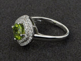 2.5ct Round Cut Green Peridot Engagement Ring 14k White Gold Finish Double Halo