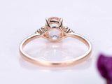 1.3ct Oval Cut Peach Morganite Engagement Ring Minimalist 14k Rose Gold Finish