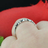 Vintage Bezel Set Wedding Ring Band 0.3ct Princess Diamond 14k White Gold Finish