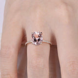 1ct Oval Cut Peach Morganite Accent Solitaire Engagement Ring 14k Rose Gold Over