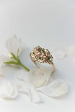 0.5ct Round Cut Green Emerald Engagement Ring Floral Bouquet 14k YellowGold Over