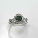 2.3ct Round Cut Green Emerald Engagement Ring Bridal Set 14k White Gold Finish