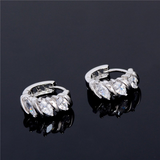 1.5Ct Marquise Cut VVS1/D Diamond Trilogy Huggies Earrings 14K White Gold Finish