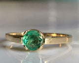 1.4ct Engagement Ring Round Cut Green Emerald Solitaire 14k Yellow Gold Finish