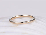 Simple Plain Wedding Engagement Ring Stackable Band Women 14k Yellow Gold Finish