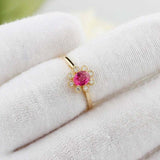 1.5ct Oval Cut Pink Ruby Engagement Ring Diamond Halo Women 14k Yellow Gold Over