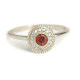 1.3ct Round Cut Red Garnet Engagement Ring Halo Milgrain 14k Yellow Gold Finish