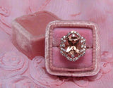 2ct Radiant Cut Morganite Floral Diamond Halo Engagement Ring 14k Rose Gold Over