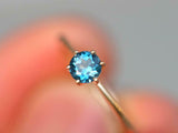 1ct Engagement Ring Round Cut London Blue Topaz Solitaire 14k Yellow Gold Finish