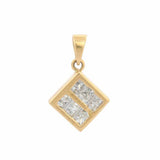 1.75ct Diamond Pendant Princess Cut Tile Design 14k Yellow Gold Finish NO CHAIN