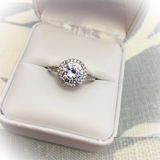 2.37ct Round Brilliant  Cut Diamond Engagement Ring Halo 14k White Gold Finish