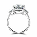 3ct Round Cut Diamond Engagement Ring Solitaire Trilogy 14k White Gold Finish