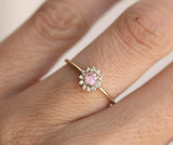 1ct Round Cut Pink Sapphire Engagement Ring Floral 14k Yellow Gold Finish