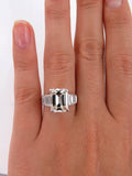 4Ct Emerald Baguette Cut Diamond Solitaire Engagement Ring 18K White Gold Finish