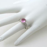 1.25ct Round Cut Pink Sapphire Engagement Ring Diamond Halo 14k WhiteGold Finish