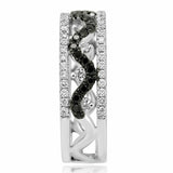 2ct Round Cut Black Diamond Wave Design Full Eternity Band 14k White Gold Finish