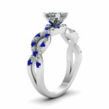 1.4ct Princess Cut Diamond Sapphire Infinity Engagement Ring 14k White Gold Over