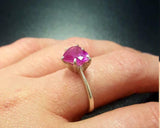 1.5ct Engagement Ring Heart Cut Pink Ruby Solitaire Women 14k White Gold Finish