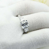 2.2ct Asscher Cut Diamond Solitaire with Accent Trilogy Ring 14k White Gold Over