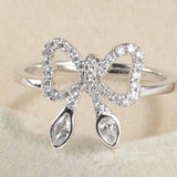 Bow Knot Design Engagement Ring 1.6ct Round Cut Diamond 14k White Gold Finish