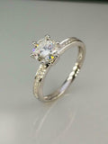 1.7ct Round Cut Diamond 6 Prong Solitaire with Accent Ring 14k White Gold Finish