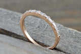 1ct Baguette Cut Diamond Wedding Band 14k Rose Gold Finish Dainty Half Eternity