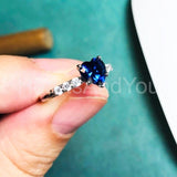 1ct Heart Cut Simulated Sapphire Accented Engagement Ring 14k White Gold Plated